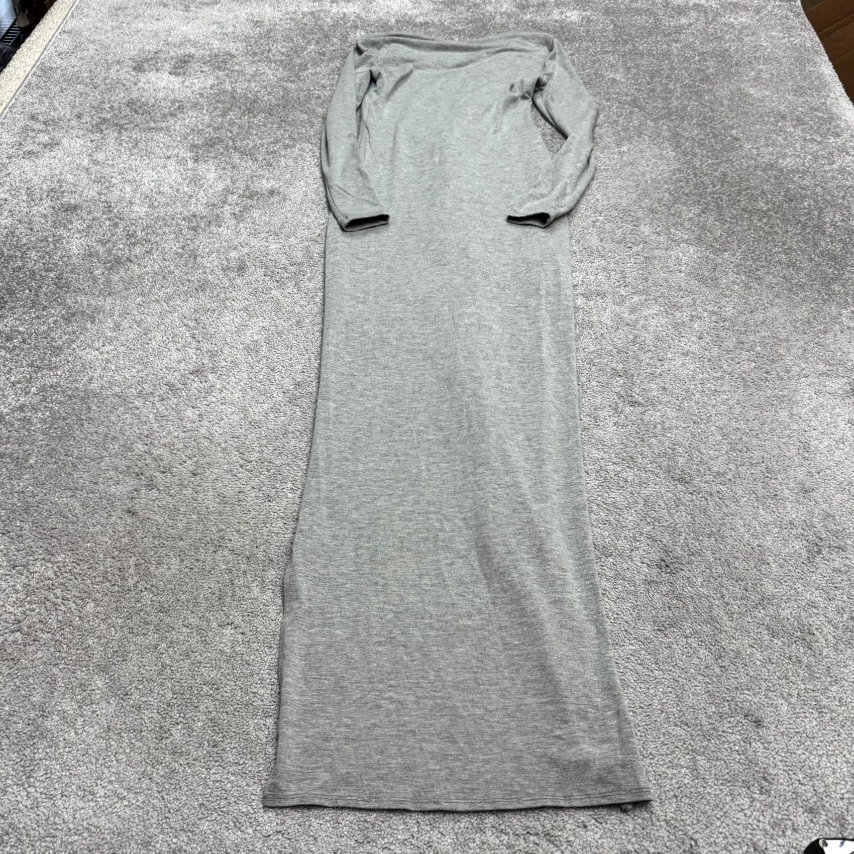Vintage Shareen Knotted Front High Slit Maxi Dress Womens 8 Gray Long Sleeve V-Neck Dress Size M / US 6-8 / IT 42-44 - 2 Thumbnail