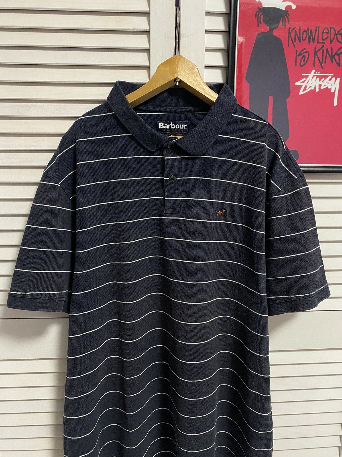 Barbour Vintage 00s Polo Shirt Barbour Striped Retro Casual Size US XL / EU 56 / 4 - 2 Thumbnail