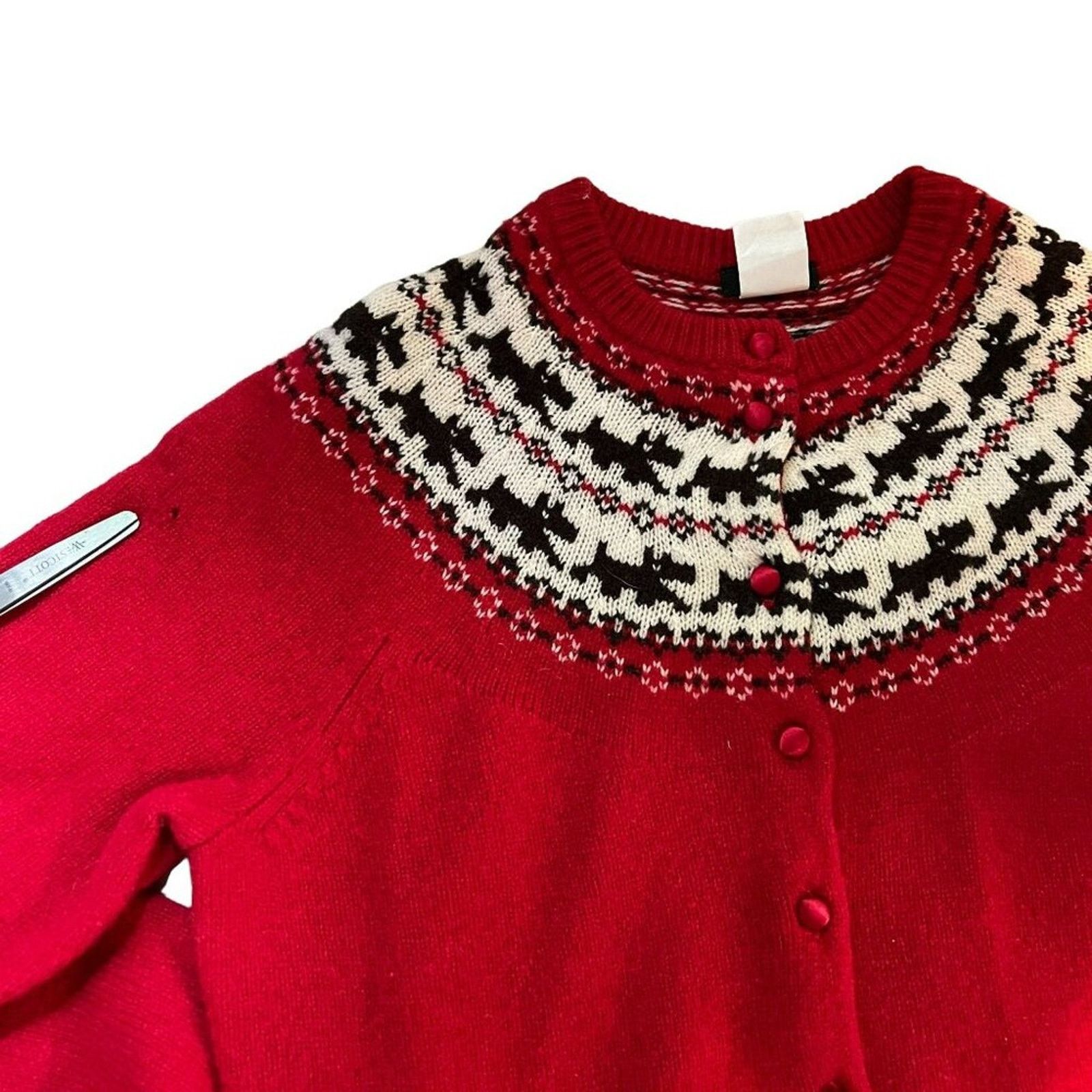 J.Crew J Crew Scottie Dog Red Lambs Wool Cardigan Small Size S / US 4 / IT 40 - 2 Thumbnail