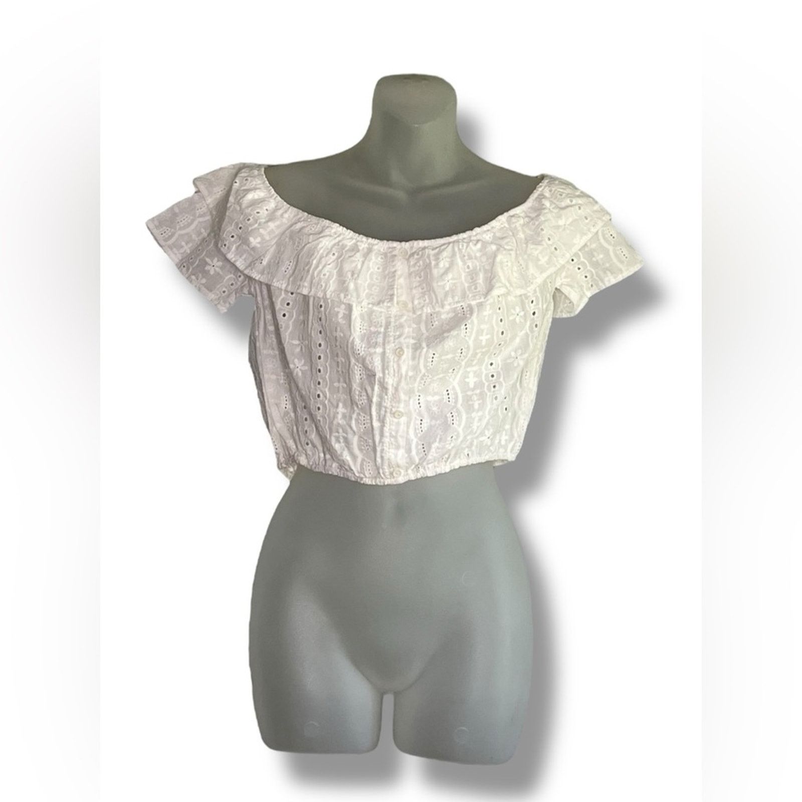 Other Ardene eyelet off the shoulder cropped summer top Size M / US 6-8 / IT 42-44 - 2 Thumbnail
