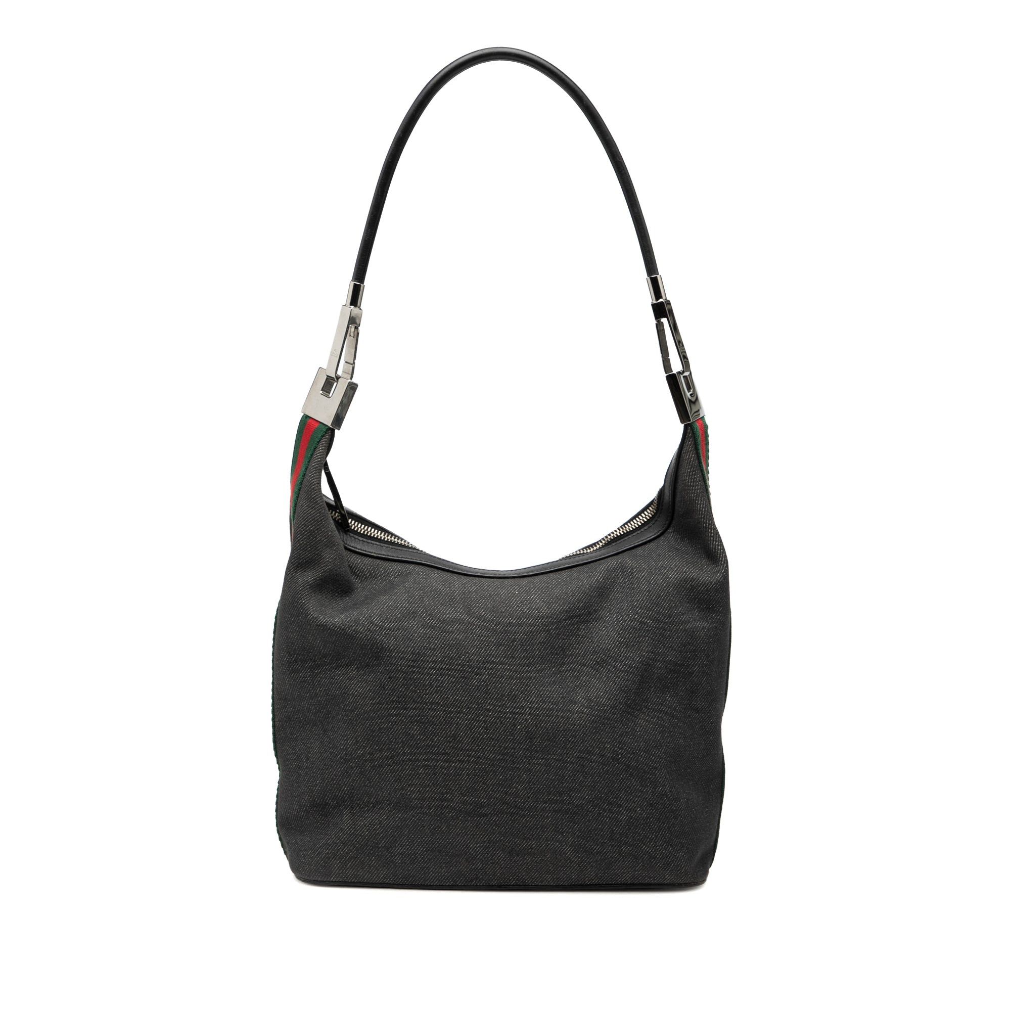 Gucci Denim Web Shoulder Bag in Grey, Women's