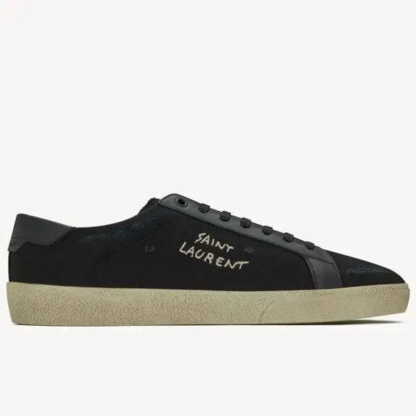 Saint Laurent Paris oc11z1125 Court Classic Embroidered Sneakers in Black Size US 15 / EU 48 - 1 Thumbnail