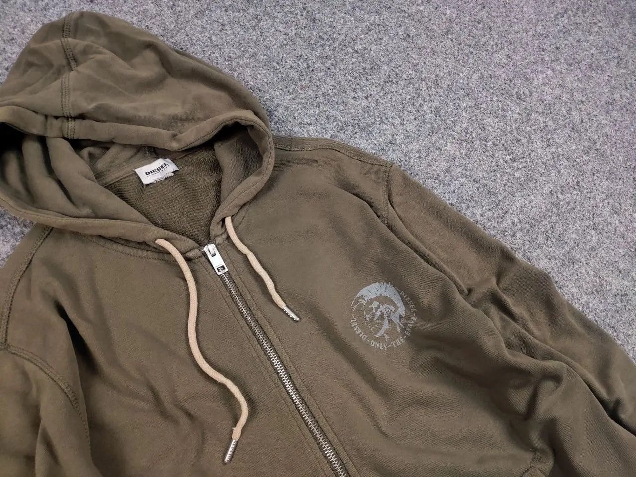 Diesel Vintage Diesel Military Logo Green Zip Hoodie Y2K Style Size US L / EU 52-54 / 3 - 12 Thumbnail
