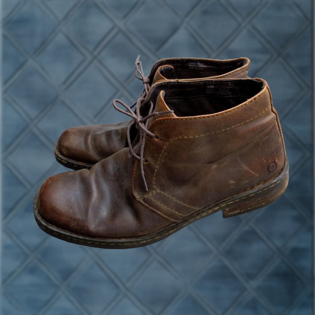 Born Born M9131 Chukka Boots Mens 10.5 Brown Leather Lace Up Ankle Casual Optional: Fall Mens Shoes Black/Brown Accessories? Size US 11 / EU 44 - 1 Thumbnail