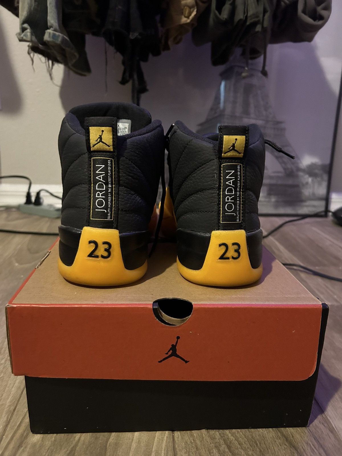 Designer × Jordan Brand Jordan 12s University Gold and Black Size US 9 / EU 42 - 2 Thumbnail