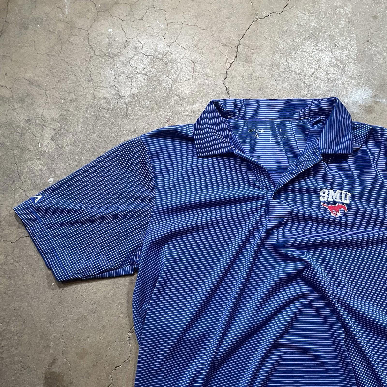 Antigua SMU Mustangs Antigua Men’s Polo Blue Golf Shirt Size L Size US L / EU 52-54 / 3 - 2 Thumbnail