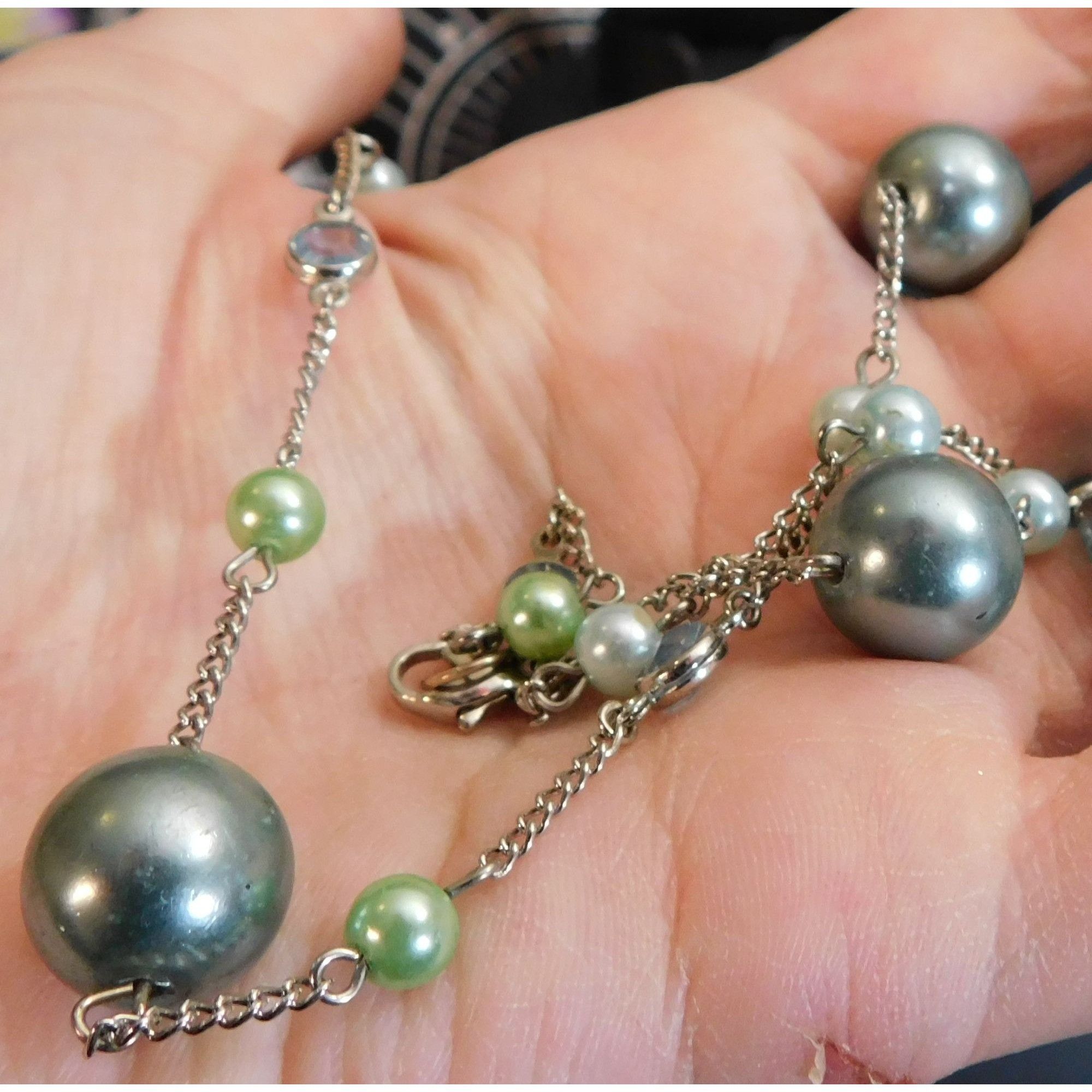 Other Mermaidcore Blue And Green Faux Pearl Station Necklace Size ONE SIZE - 3 Thumbnail