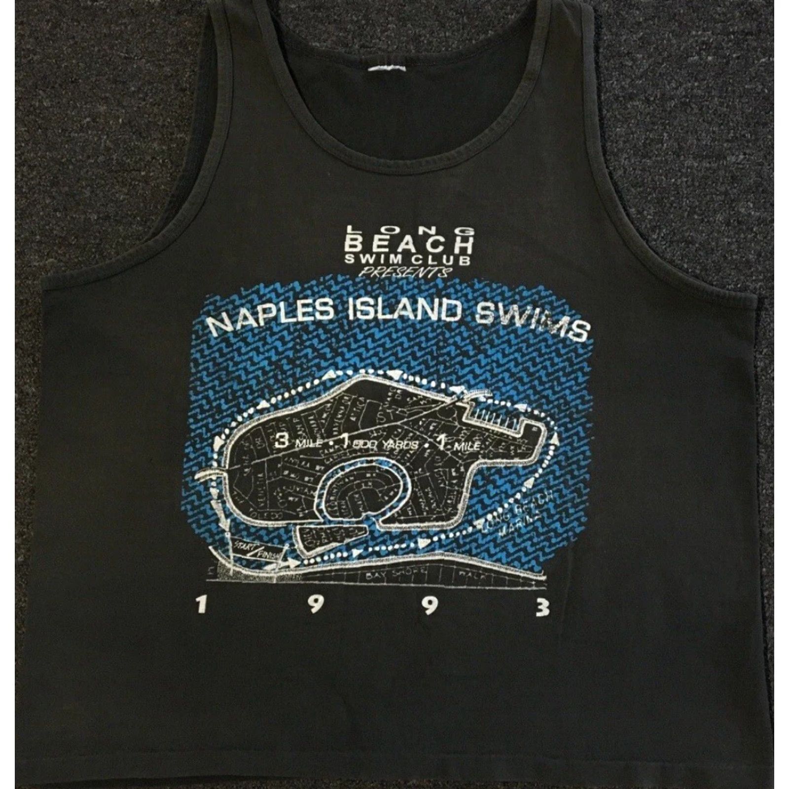 Swims Vtg 90s Long Beach Swim Club Naples Island Swim Distressed Boxy Tank Top Black Mens S Short Sleeveless T-Shirt Beach Surf Grunge Nike? Size US S / EU 44-46 / 1 - 2 Thumbnail