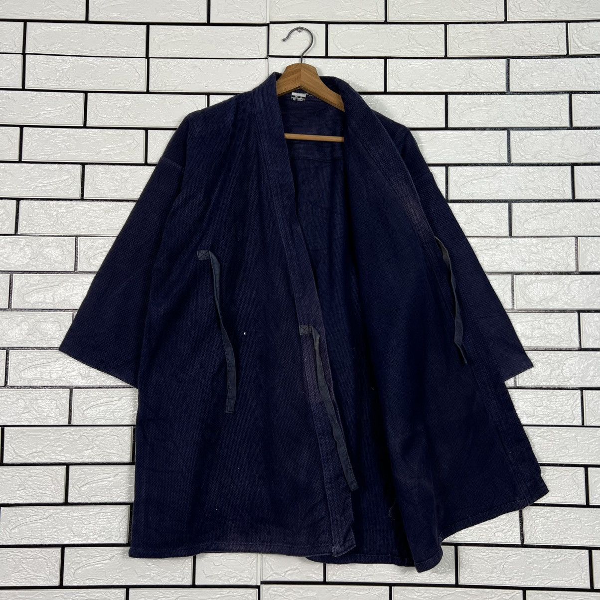 Vintage Japan Indigo Blue Sashiko Thick Weave Kimono #4154-C190 Size US L / EU 52-54 / 3 - 8 Thumbnail