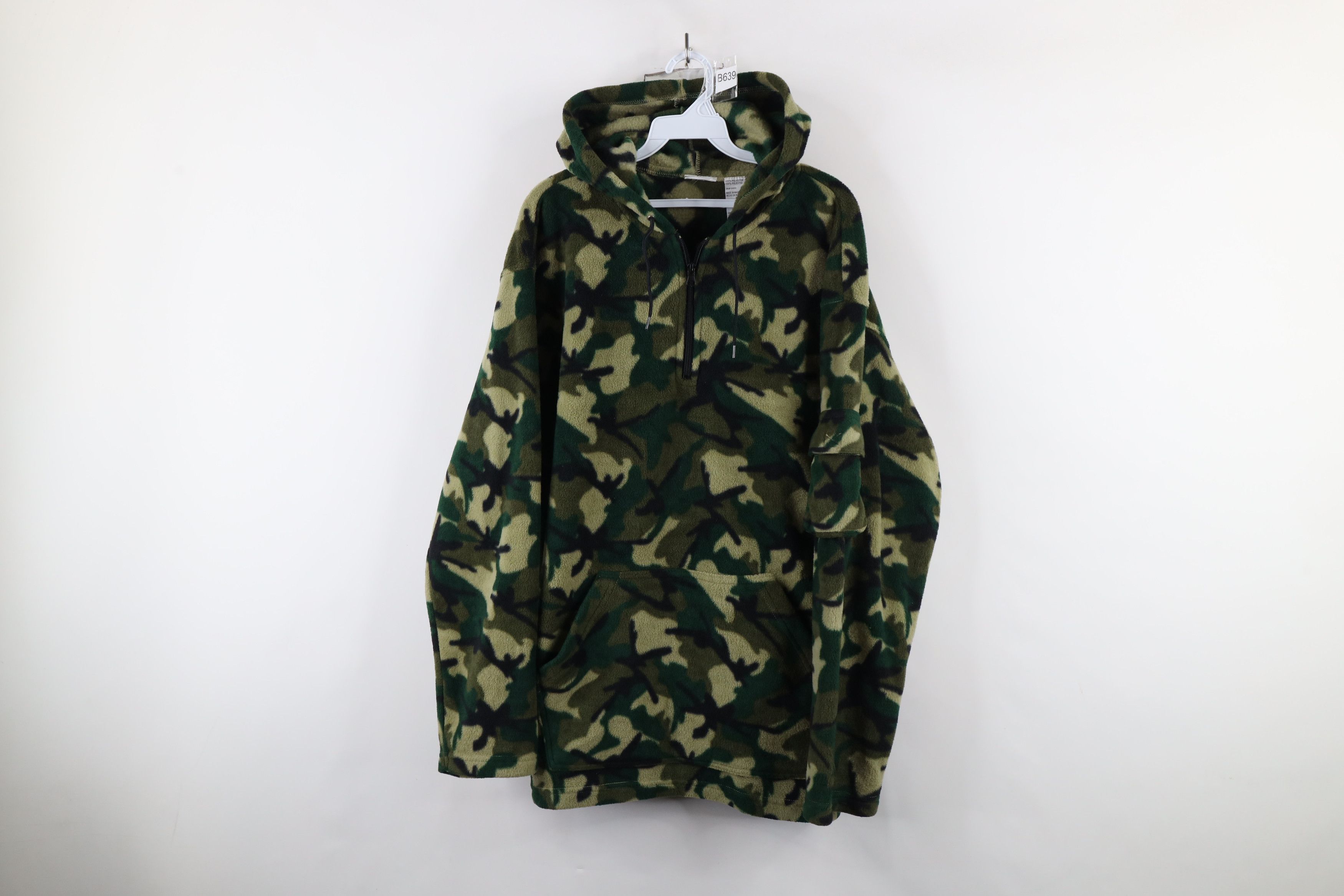Vintage Vintage 90s Y2K Streetwear Camouflage Half Zip Fleece Hoodie Size US M / EU 48-50 / 2 - 1 Thumbnail