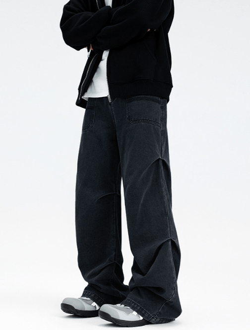 Japanese Brand American patchwork all-match straight black cargo jeans Size US 33 - 3 Thumbnail
