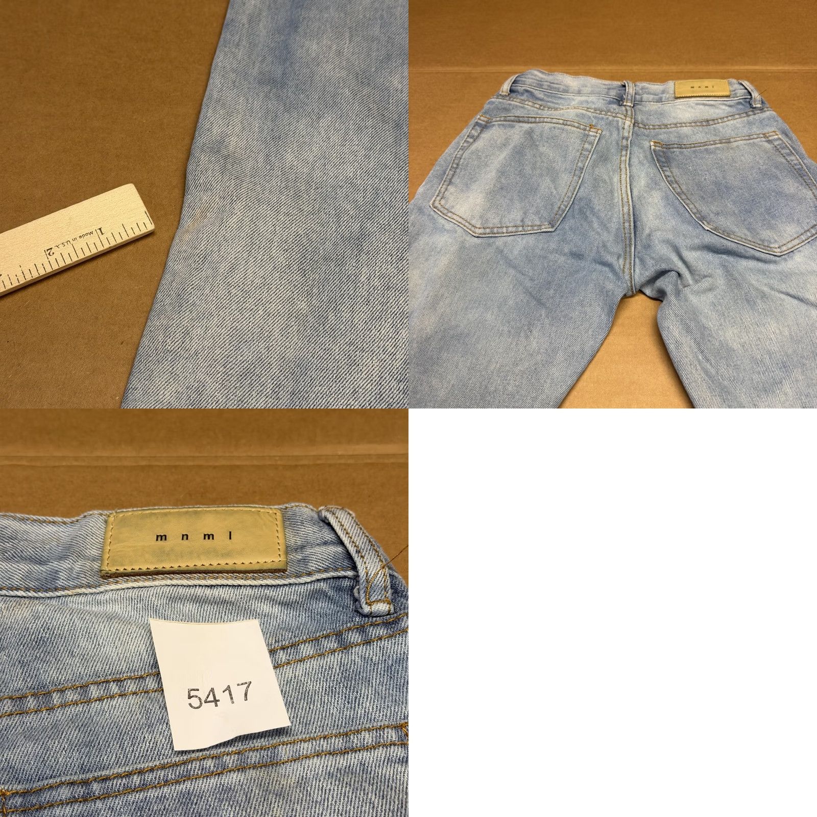 MNML Mnml Jeans Mens 28x31 Blue Light Wash Straight Leg Denim Distressed Raw Hem Size US 28 / EU 44 - 9 Thumbnail