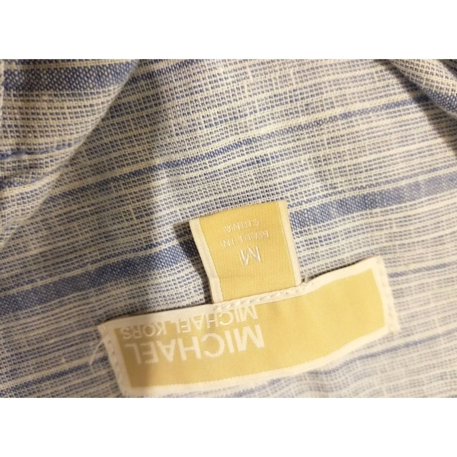 Michael Kors Michael Kors Womens M Medium Blue Linen Sleeveless Button Dress Shirt Blouse Size M / US 6-8 / IT 42-44 - 3 Thumbnail