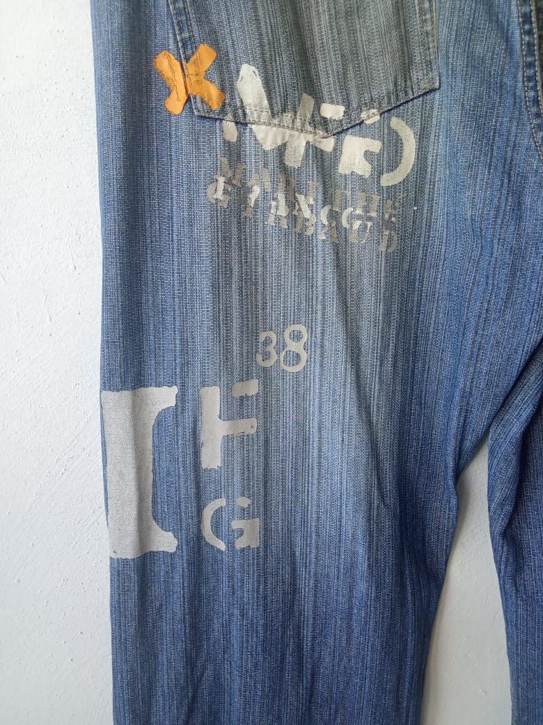 Marithe + Francois Girbaud MFG Distressed Embroidered Spellout Big Logo Baggy Jeans Size US 38 / EU 54 - 10 Thumbnail