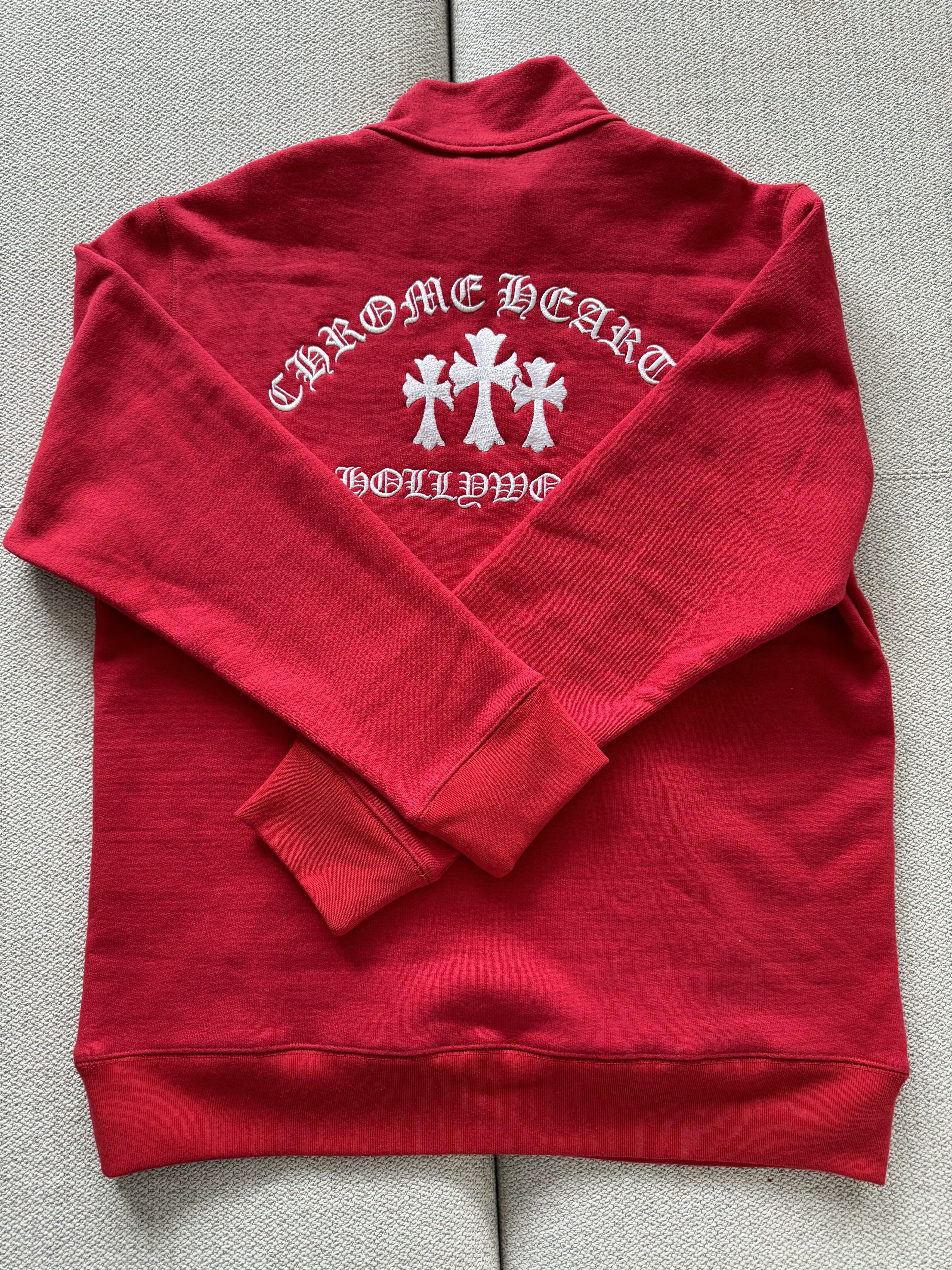 Chrome Hearts Chrome Hearts Red Hollywood Triple Cross Half Zip Sweatshirt Size US L / EU 52-54 / 3 - 13 Thumbnail