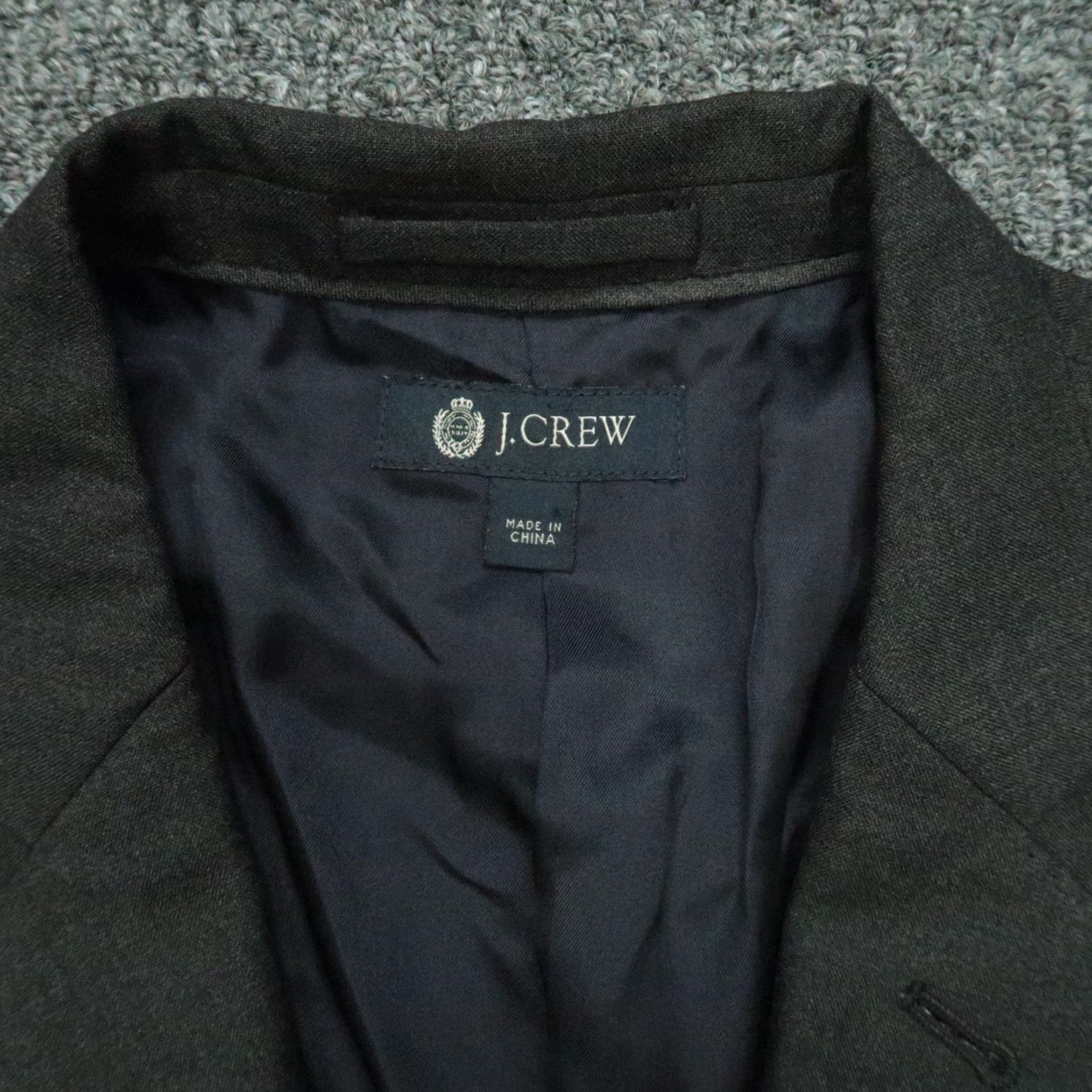 J.Crew J.CREW Blazer Mens Large 40S Gray Wool Notch Lapel 2 Piece Vintage No Short Front Two-Button Solid Size 40R - 3 Thumbnail