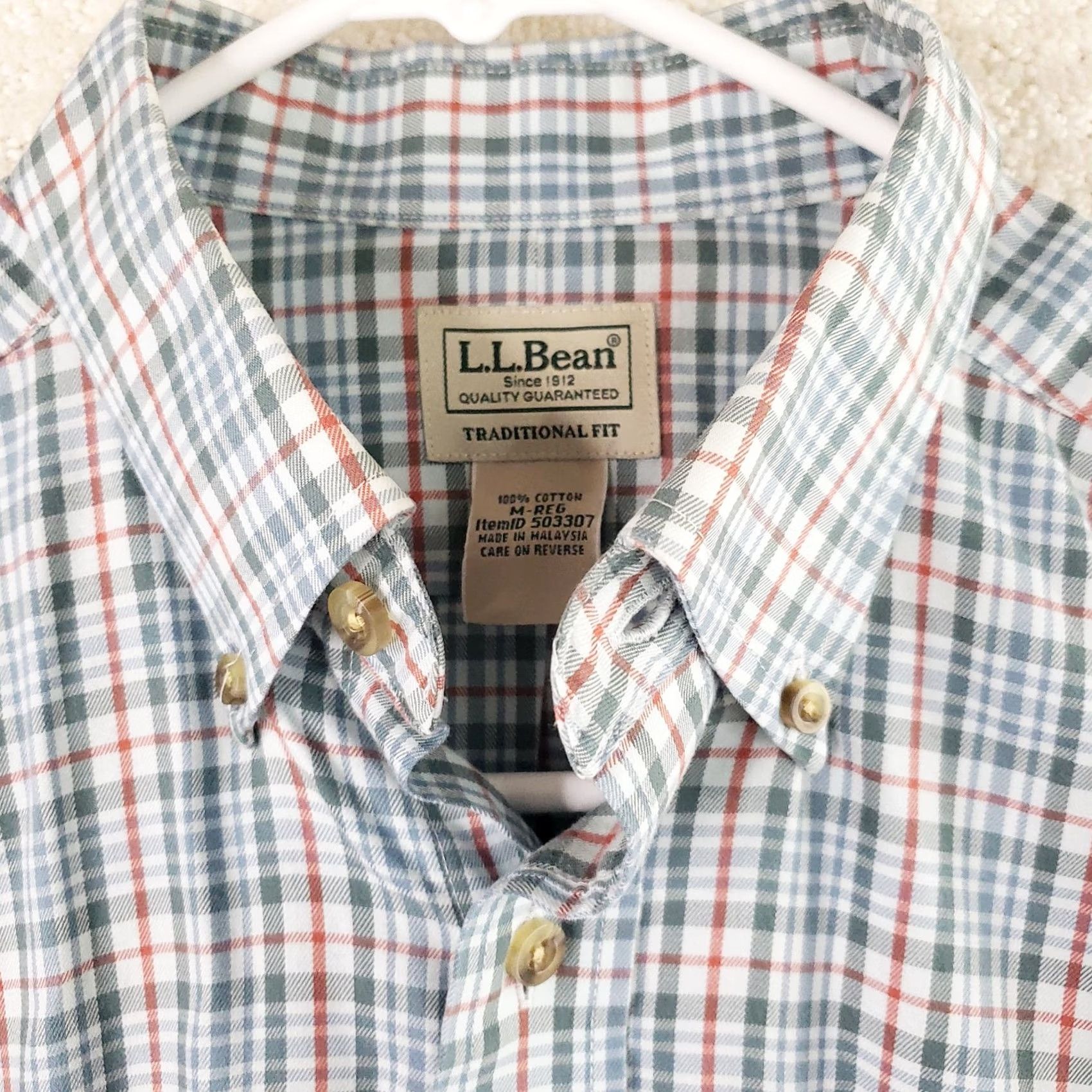 Vintage L.L. Bean Button-Down Shirt Mens Medium Blue Plaid Long Sleeve Traditional Fit Size US M / EU 48-50 / 2 - 5 Thumbnail