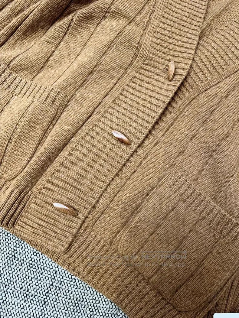 Loro Piana Loro Piana Camel Ribbed Cashmere Knit Cardigan Jacket Size S / US 4 / IT 40 - 6 Thumbnail