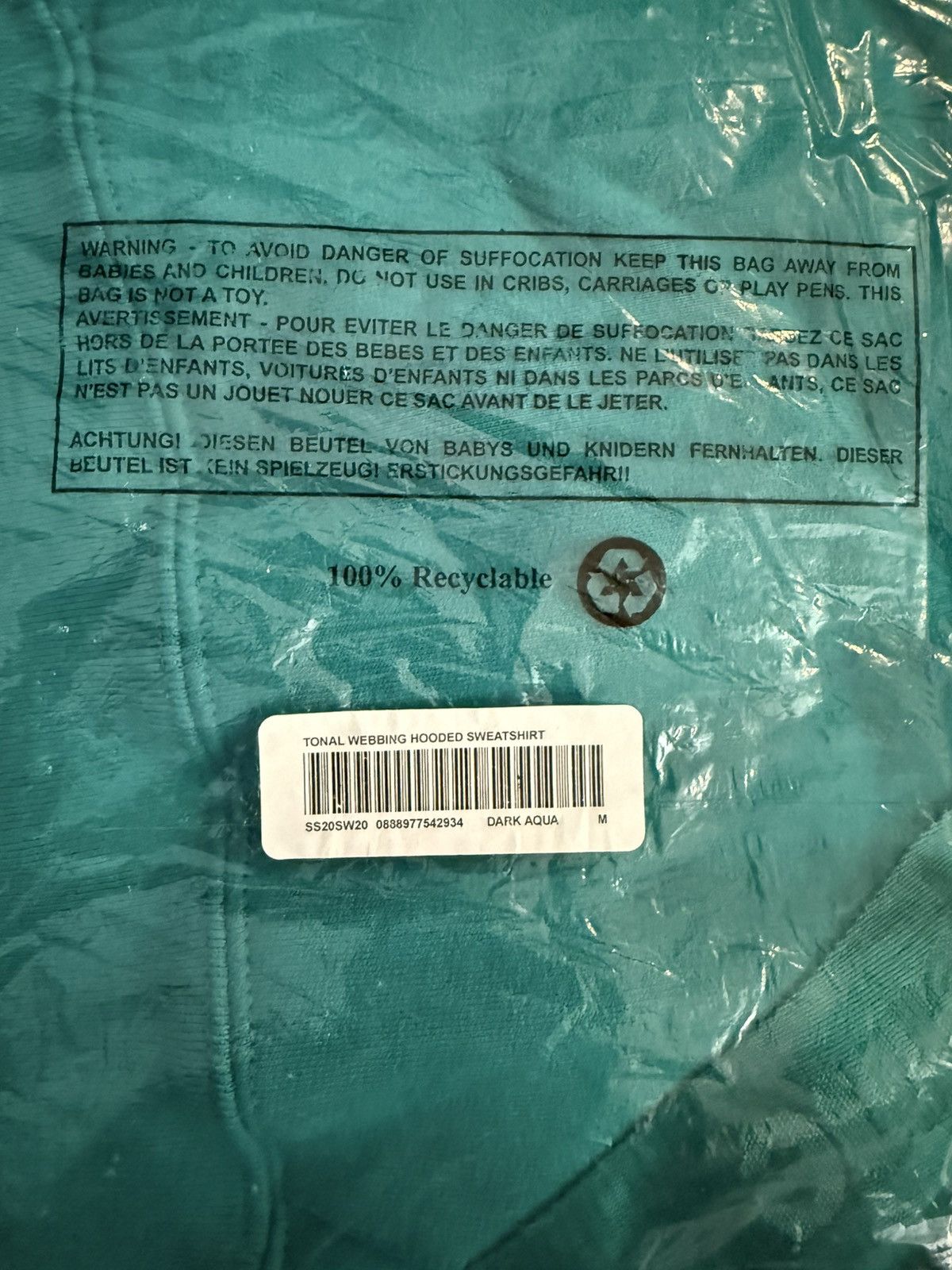 Supreme Supreme Tonal Webbing Hoodie Aqua Size US M / EU 48-50 / 2 - 5 Thumbnail