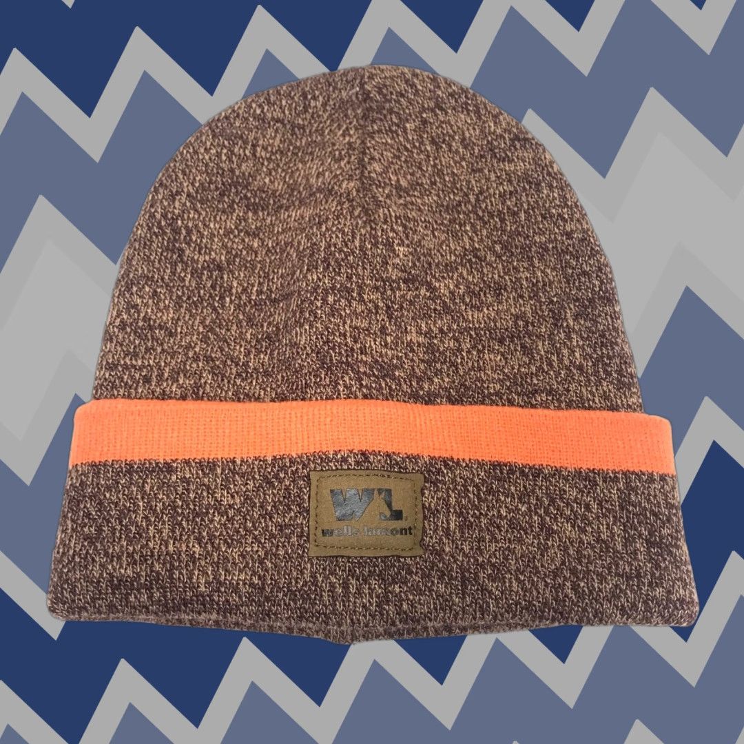 Vintage Wells Lamount Beanie Knit Hat Men Unisex Heather Brown Orange / Beanie / One Size / Brown / Classic Outdoor Ski Hunting Winter Knit / Mens Size ONE SIZE - 1 Thumbnail