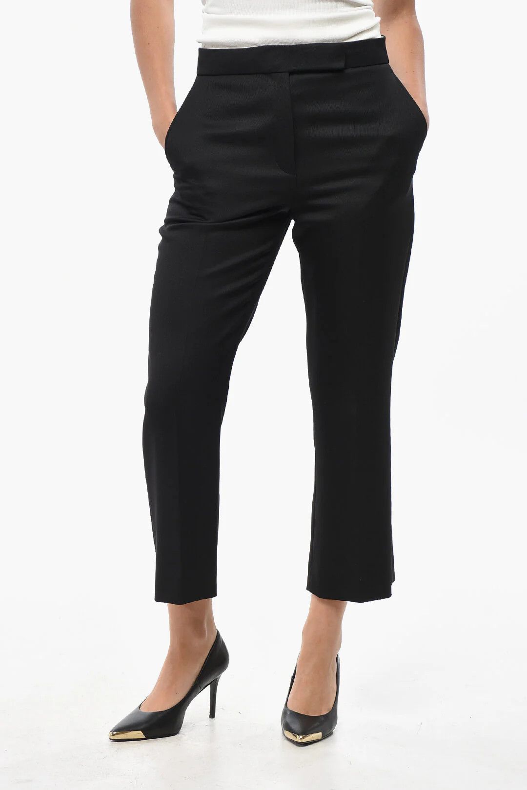 Tory Burch og1mm0426 Cropped-Fit Wool Pant in Black Size 28" / US 6 / IT 42 - 1 Thumbnail