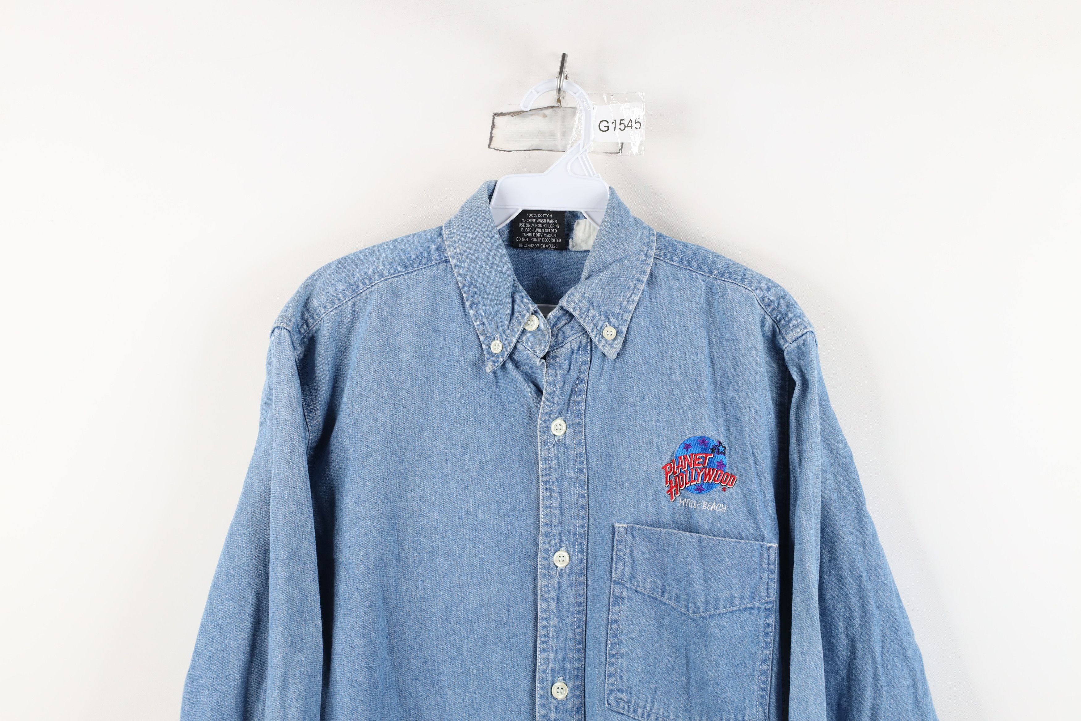 Vintage Vintage 90s Planet Hollywood Beach Denim Button Down Shirt Size US S / EU 44-46 / 1 - 2 Thumbnail