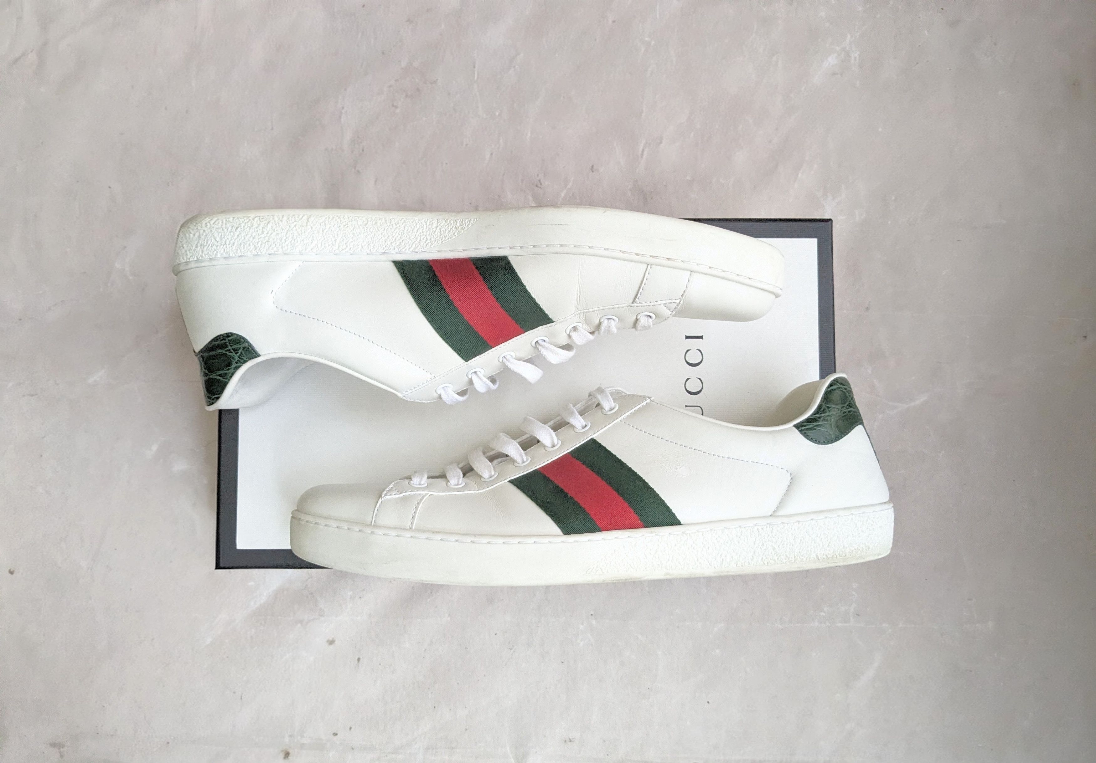 Gucci Gucci Ace Sneakers White 13.5 Red Low Tops Canvas Logo GG Size US 13 / EU 46 - 4 Thumbnail