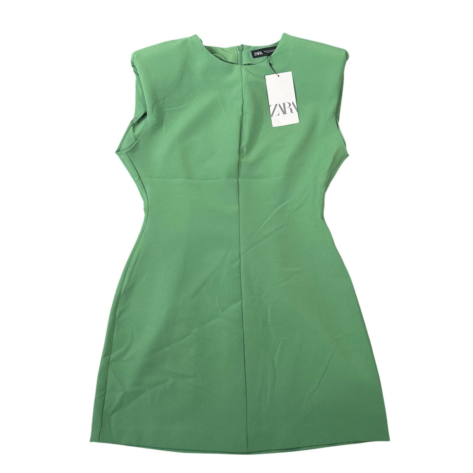 Zara Zara Crepe Mini Dress with Shoulder Pads Green Size M Size M / US 6-8 / IT 42-44 - 2 Thumbnail