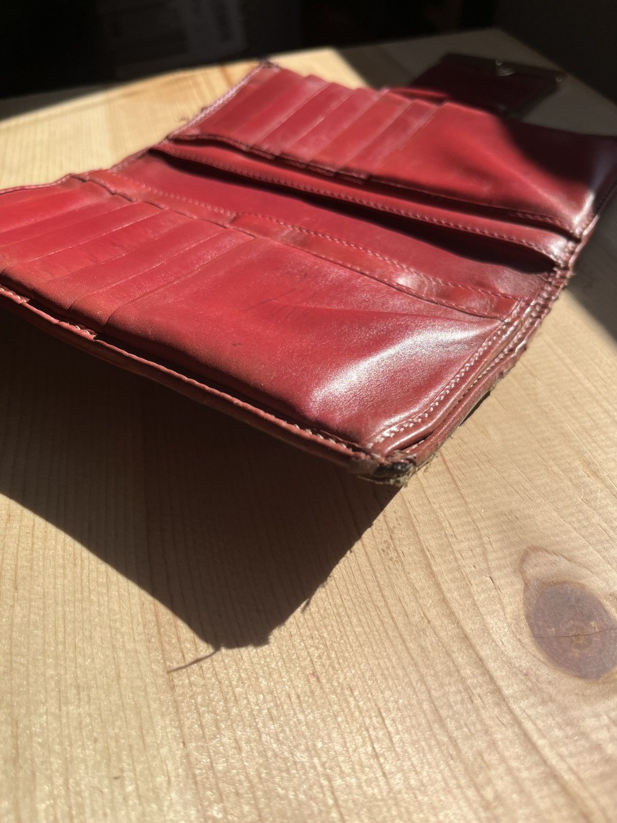 Gucci × Vintage Vintage long monogrammed and leather sherry stripe wallet Size ONE SIZE - 11 Thumbnail