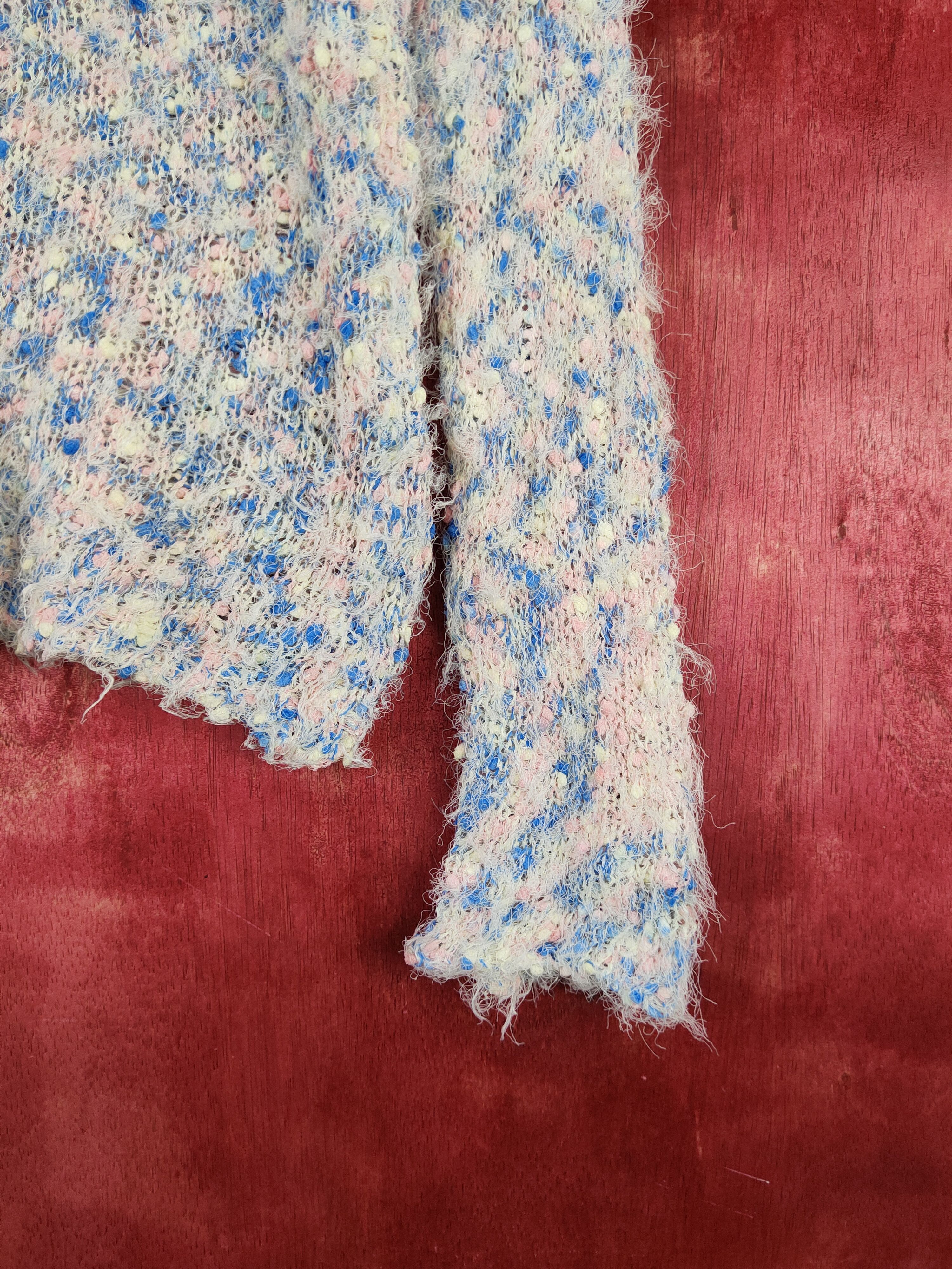 Japanese Brand Appletree Boutique Blue Pink Fur Mohair Knitwear #S1912 Size S / US 4 / IT 40 - 6 Thumbnail