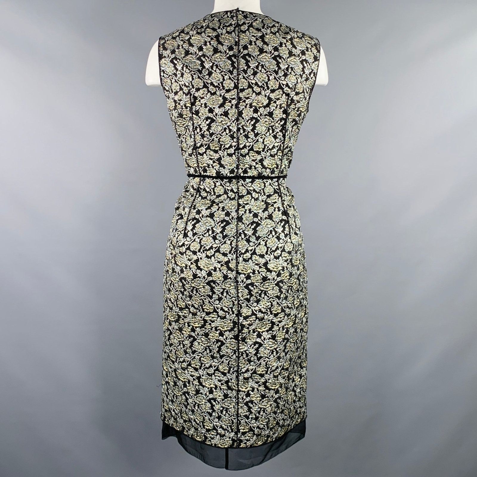 Marc Jacobs Size 4 Black Silver Nylon Blend Floral Sleeveless Dress Size S / US 4 / IT 40 - 4 Thumbnail