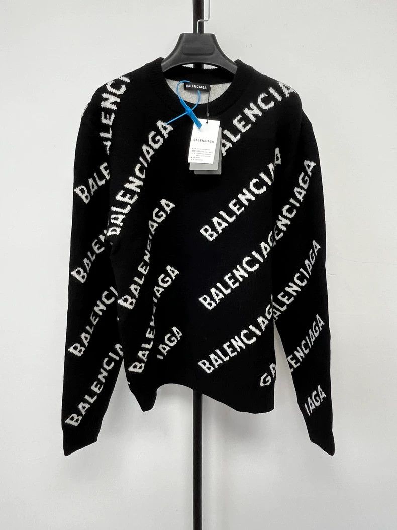 Balenciaga Balenciaga Logo Intarsia Crewneck Sweater - dmc Size US M / EU 48-50 / 2 - 1 Thumbnail