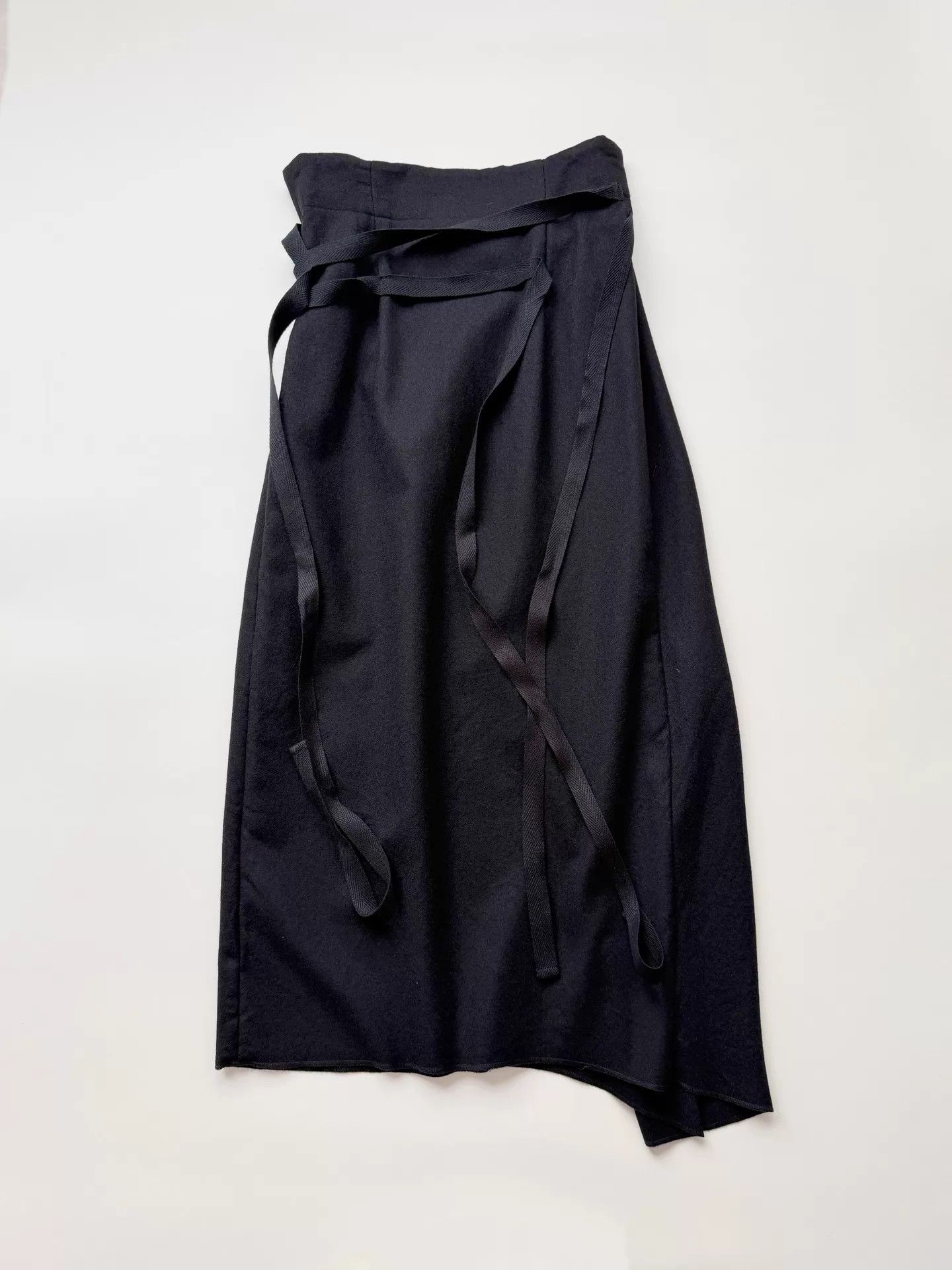 Comme des Garcons CDG Black Wool High-Waist Triple Tie Long Skirt M Size 27" / US 4 / IT 40 - 5 Thumbnail