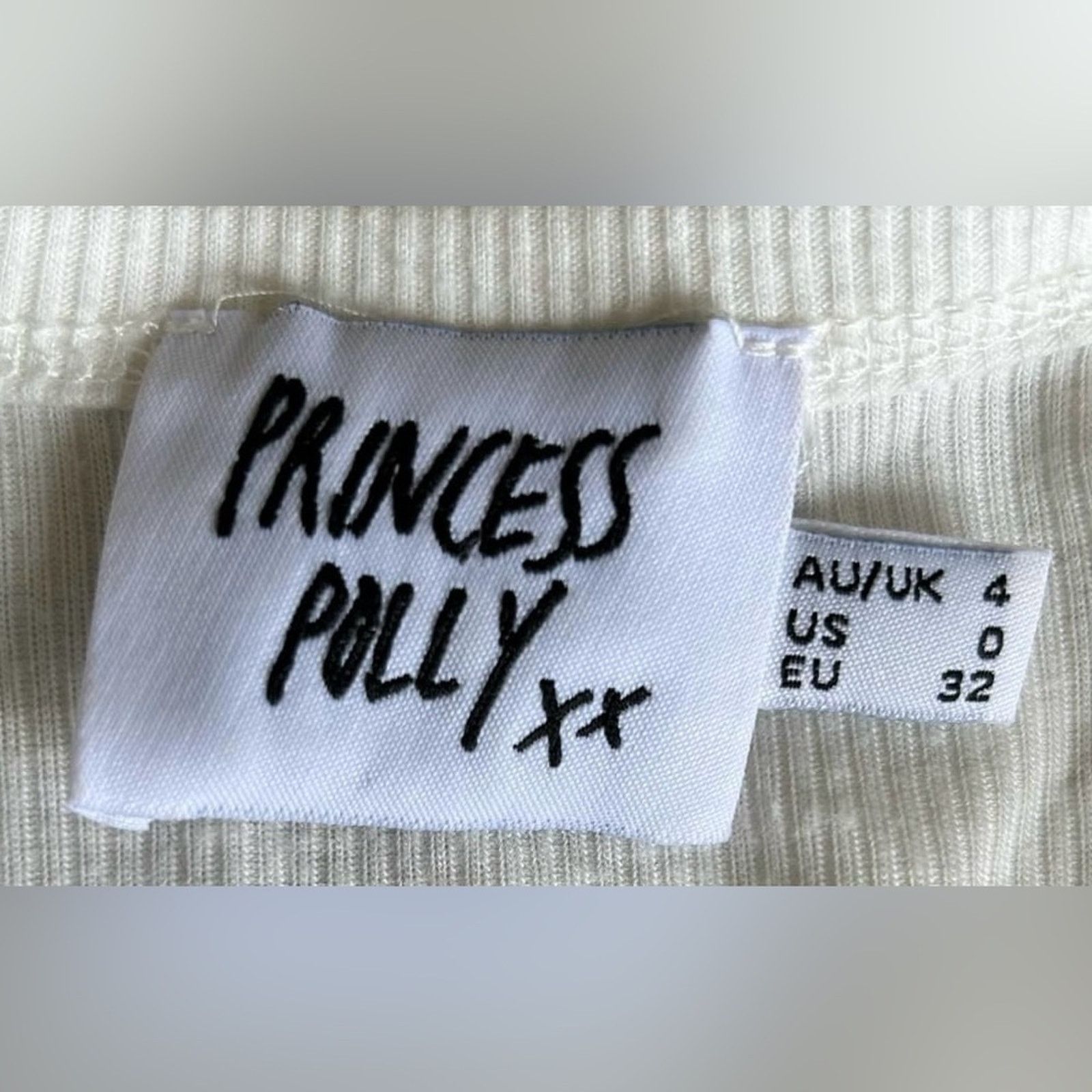 PRINCESS POLLY Princess Polly | Women's White Ribbed Knit Bodysuit | 0 Size 25" / US 0 / IT 36 - 3 Thumbnail