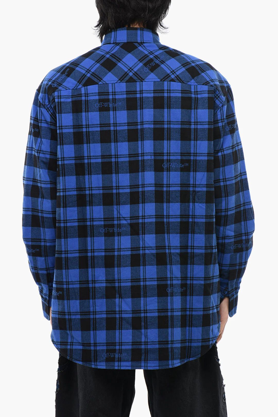 Off-White og1mm0526 Checked Flannel-Lined Overshirt in Blue/Black Size US L / EU 52-54 / 3 - 2 Thumbnail