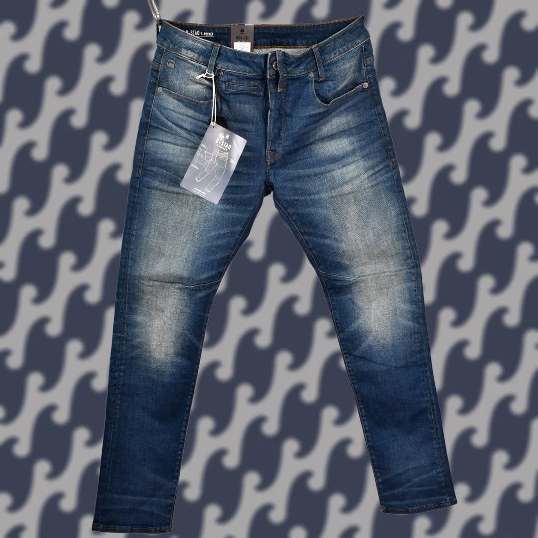 G-Star G-Star D-STAQ 5-PKT SLIM BELN STRETCH DENIM Jeans Mens W33/L32 Blue 98%Cotton 2%Elastane Tight Skinny Regular Inseam 31.5in Size W33 L32 Medium Wash Size US 33 - 1 Thumbnail