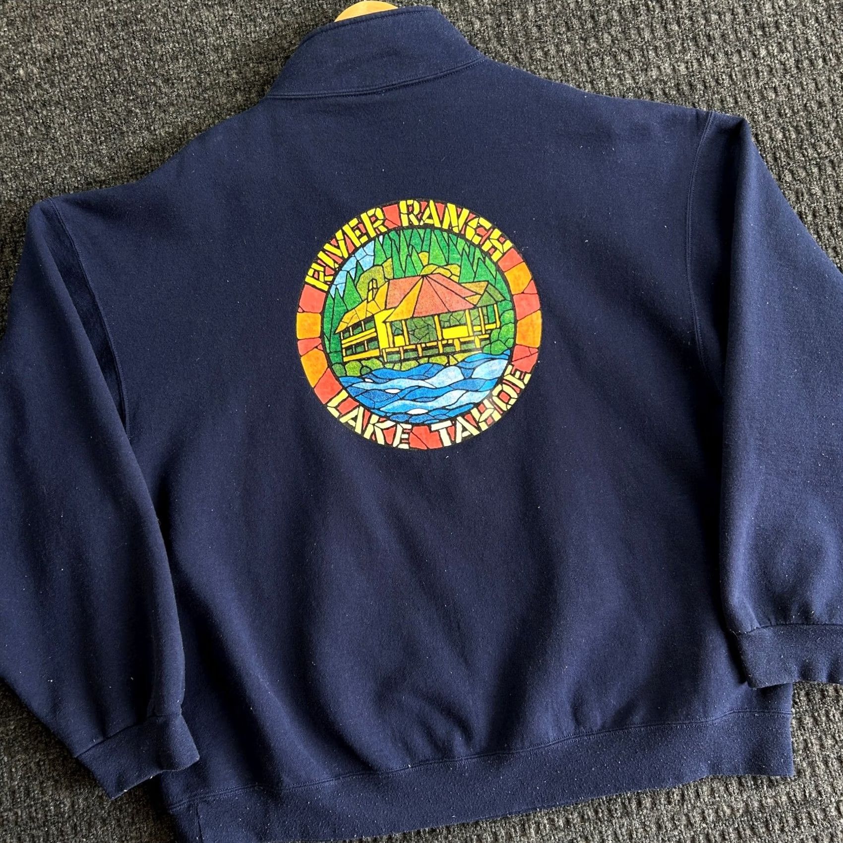 Jerzees VINTAGE River Ranch Lodge Lake Tahoe 1/4 Zip Pullover Sweatshirt Blue 2XL Jerzees Unisex Adults Sweatshirt Size US XXL / EU 58 / 5 - 4 Thumbnail