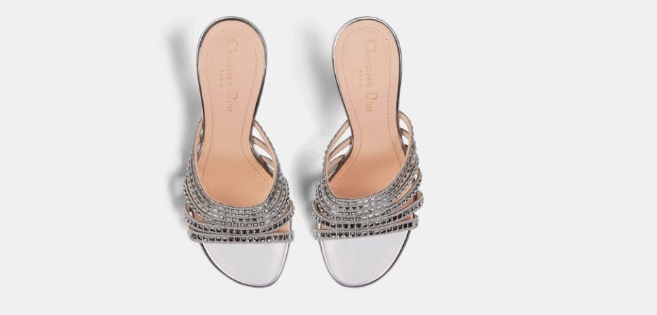 Dior o1w1db11024 Gem Heeled Slides in Silver Size US 6 / IT 36 - 4 Thumbnail