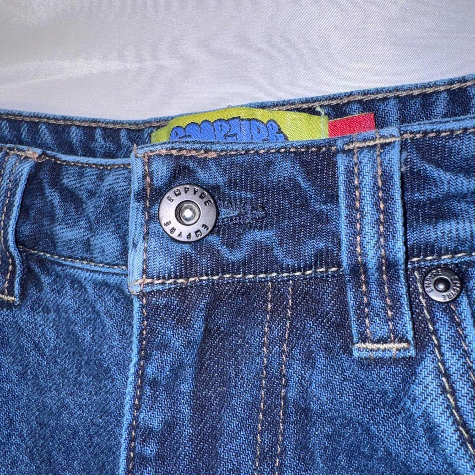Empyre Empyre Jeans Mens 30x26 Blue Embriodered Pockets Baggy Easy Size US 30 / EU 46 - 4 Thumbnail