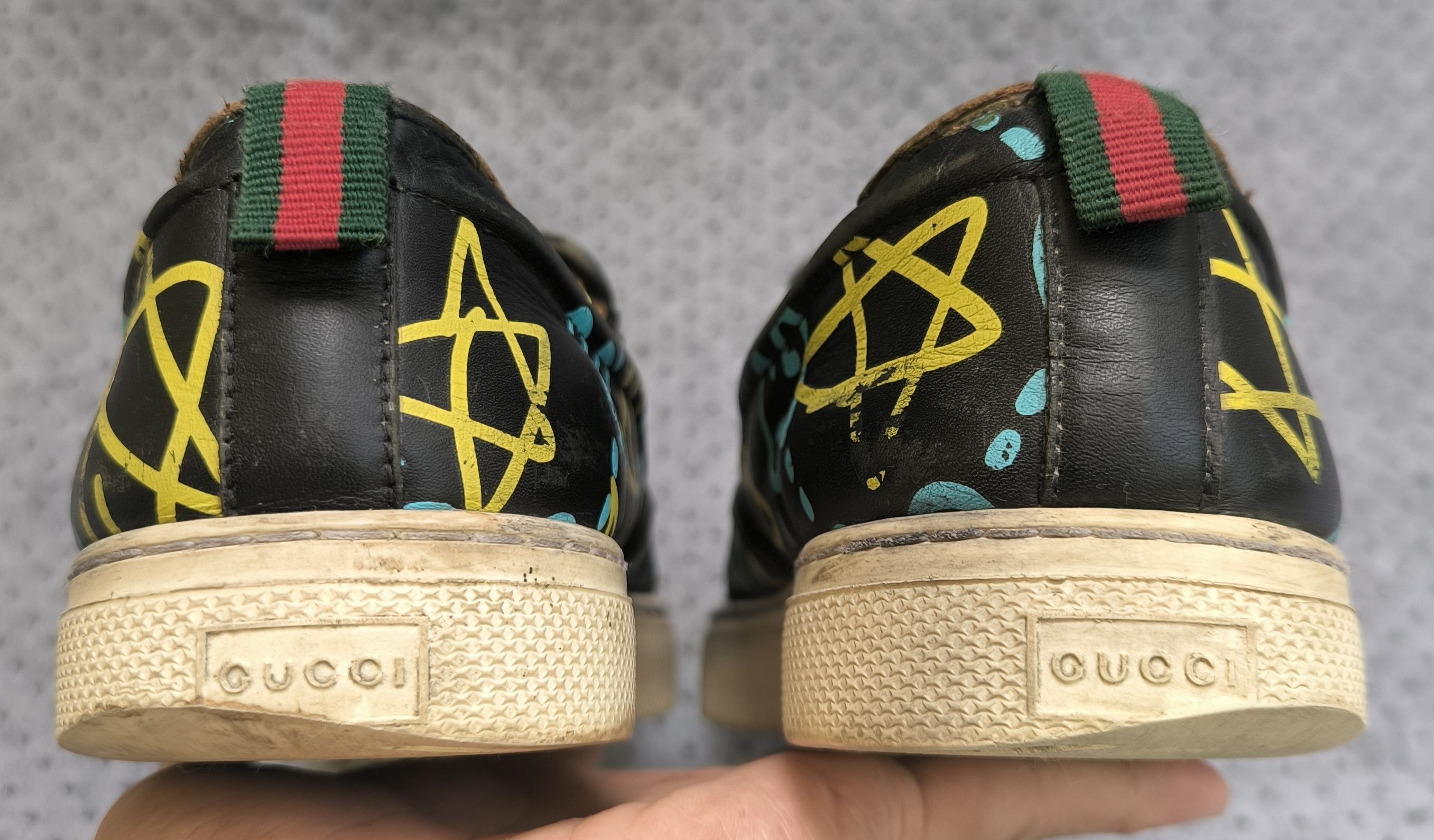 Gucci GUCCI Ghost GG graffiti leather slip on sneakers Size US 8 / EU 41 - 7 Thumbnail