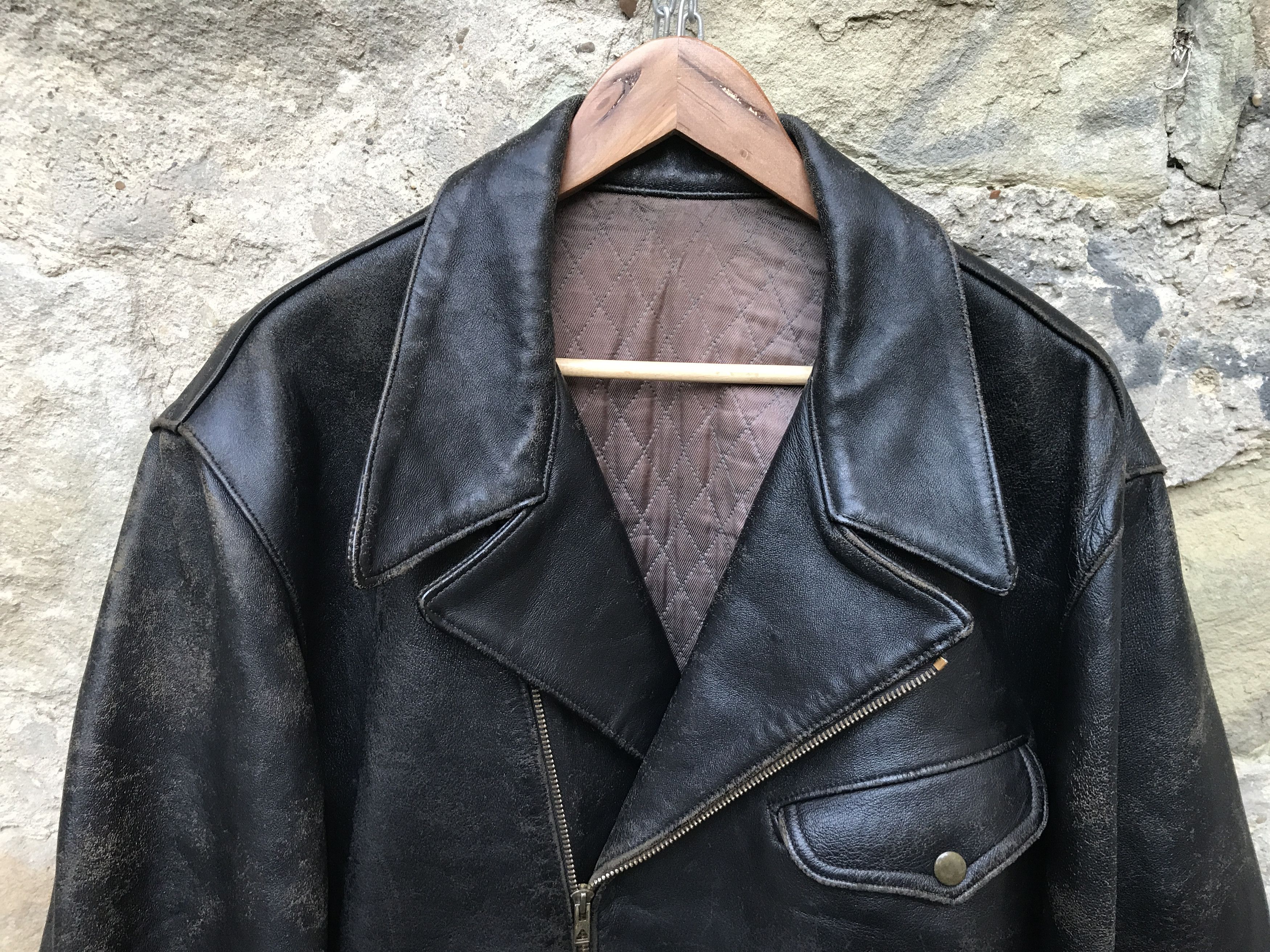 Vintage Rare Vintage 60s French Motorcycle Leather Biker Jacket Size US XL / EU 56 / 4 - 3 Thumbnail
