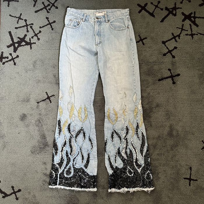 Katharine Hamnett London Katharine Hammett Sequin Denim Flare Jeans ...