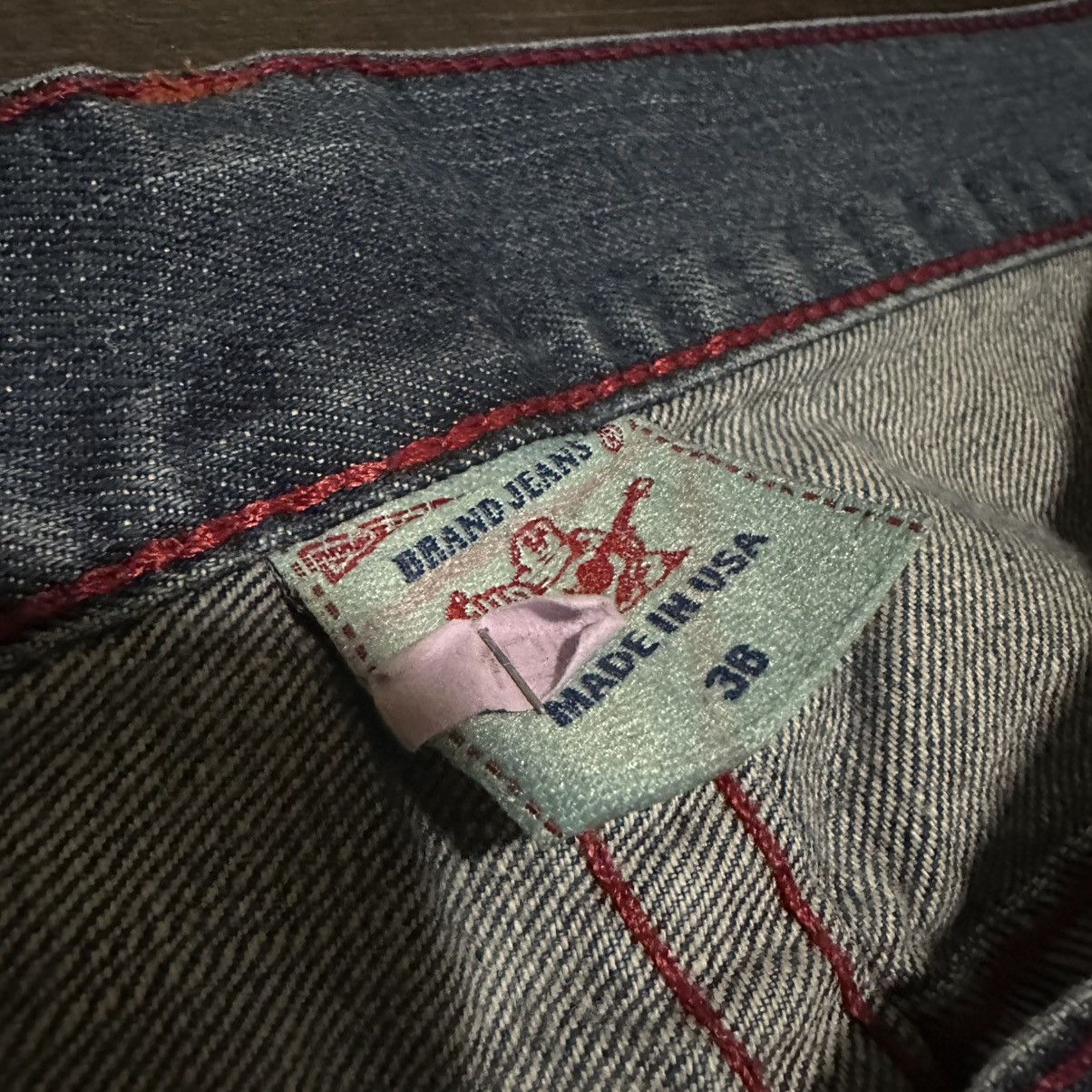 True Religion Vintage True Religion Straight Blue Jeans 36x32 Red Stitch Size US 36 / EU 52 - 7 Thumbnail