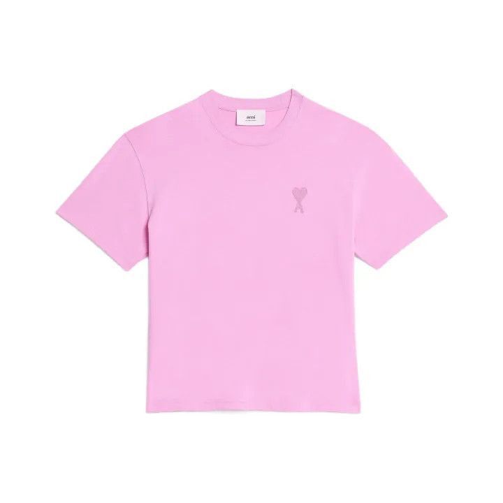 Ami Paris Pink Heart Embroidered T-Shirt -2507