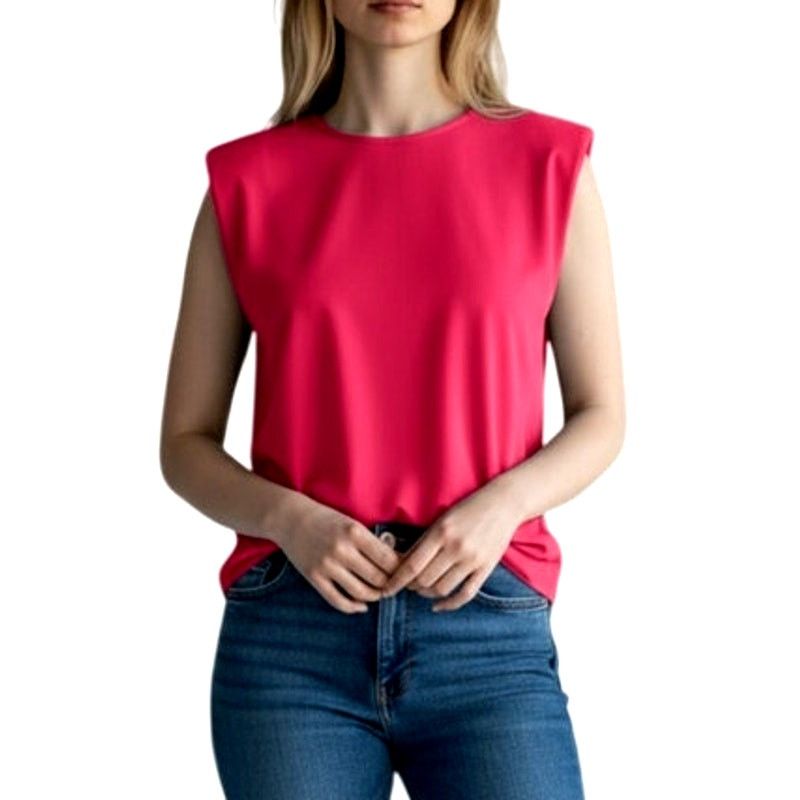 Other TCEC Fuchsia Pink Crew Neck Sleeveless Lightweight Blouse Size M / US 6-8 / IT 42-44 - 1 Thumbnail