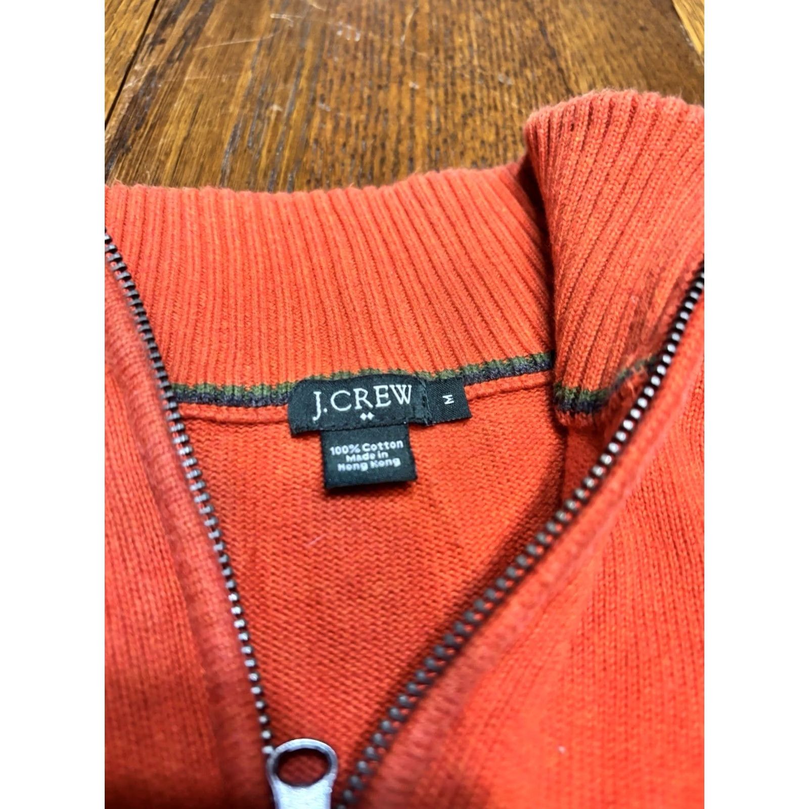 J.Crew J.CREW Sweater Orange Quarter Zip Cotton Pullover Men's M Size US M / EU 48-50 / 2 - 2 Thumbnail