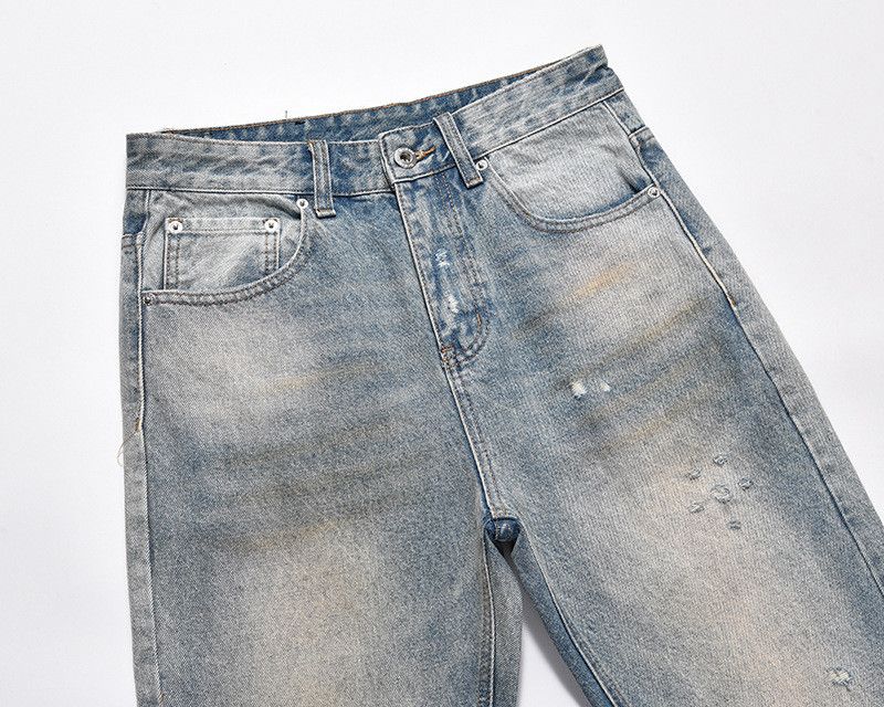 Vintage American retro street vibe washed distressed jeans for men Size US 32 / EU 48 - 3 Thumbnail