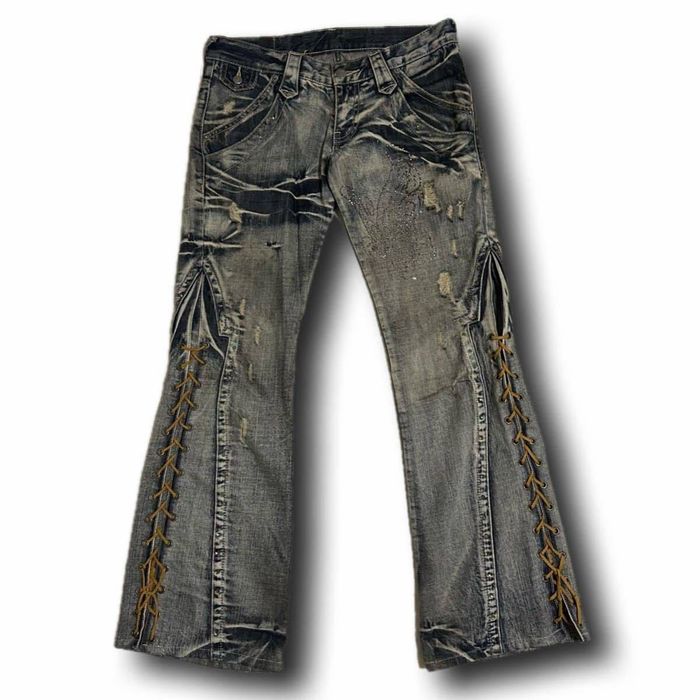 Tornado Mart 00s Tornado Mart Lace Up Butterfly Flare Jeans | Grailed