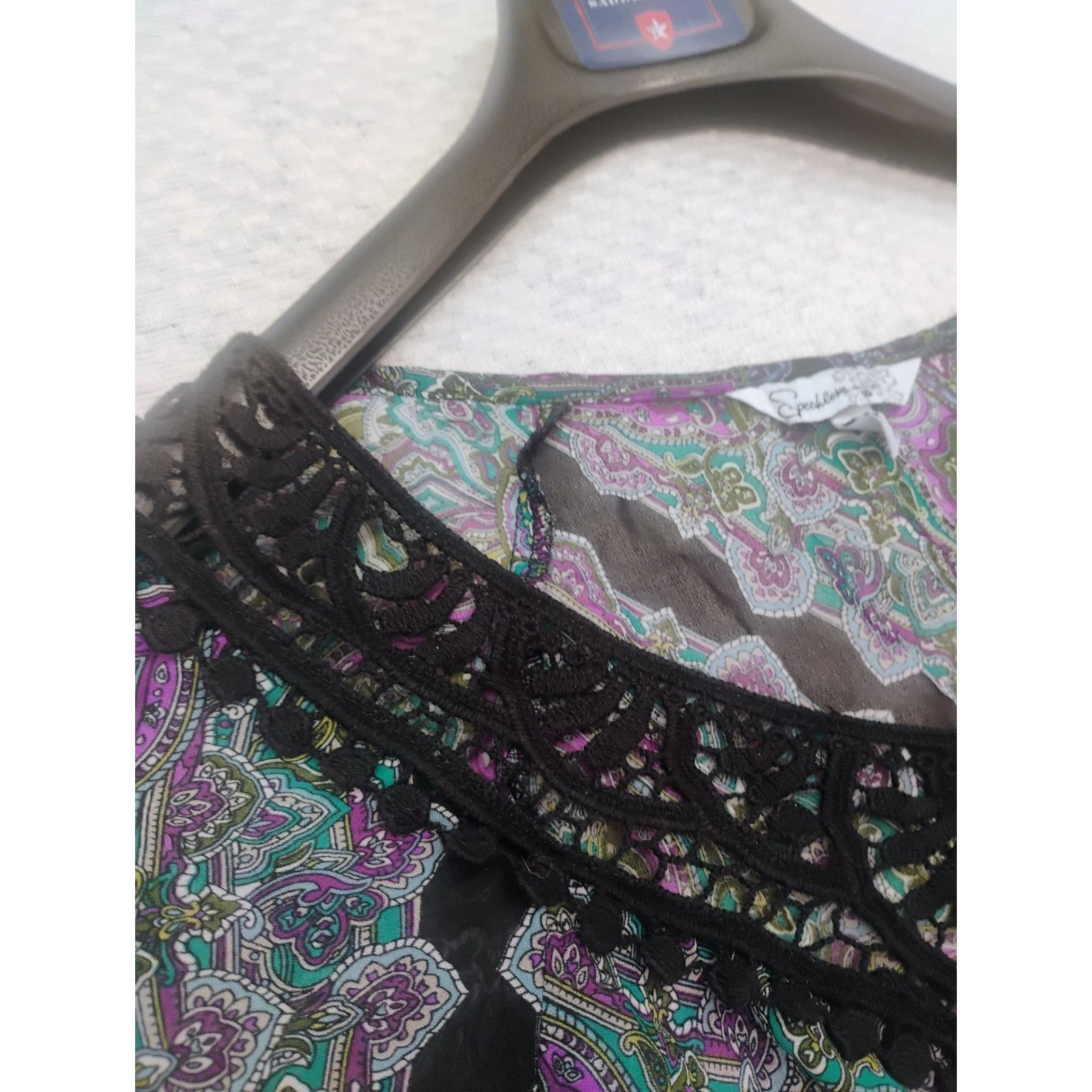 Other Speeckles Womens Small Sheer Paisley Asymmetrical Blouse Pur Size S / US 4 / IT 40 - 5 Thumbnail