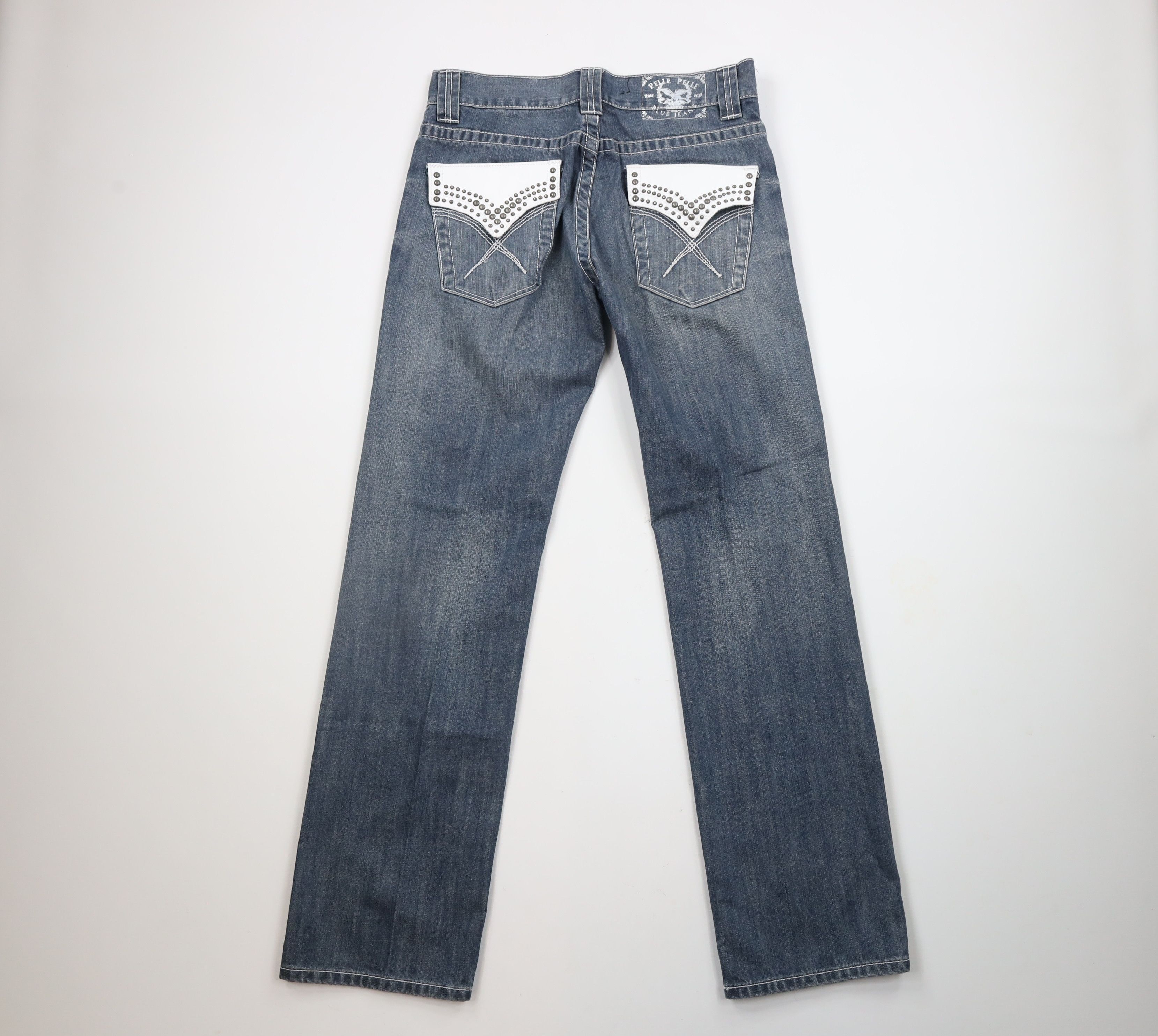 Pelle Pelle × Vintage Vintage Pelle Pelle Leather Trim Thick Stitch Denim Jeans Size US 32 / EU 48 - 8 Thumbnail